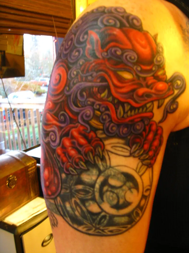 Colour tattoo on a shoulder