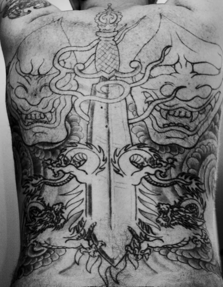 Back piece line work